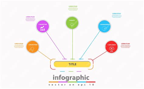 비즈니스를 위한 인포그래픽 템플릿입니다 주제가 포함된 5단계 현대 마인드맵 다이어그램 프레젠테이션 벡터 I 프리미엄 벡터