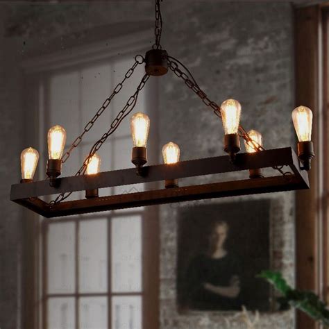 Rustic 8 Light Wrought Iron Industrial Style Lighting Fixtures Industrial Style Lighting