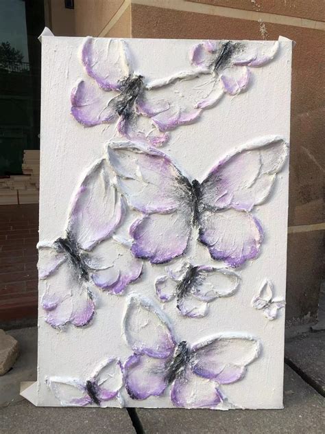 Original White And Purple Texture Butterfly Acrylic Painting Palette