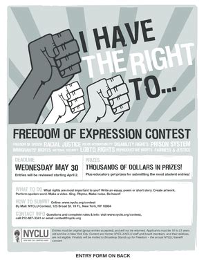 Fillable Online Nyclu FREEDOM OF EXPRESSION CONTEST Nyclu Fax Email