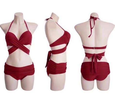 Brand New Wine Red Bikini Set Carrislabelle Look Alike Womens