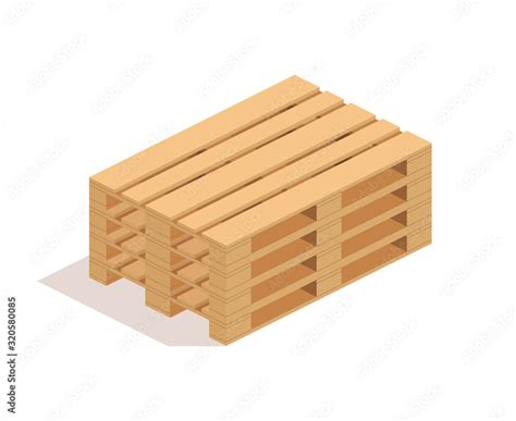 Isometric wooden empty pallet stack isolated on whte background. 3D ...