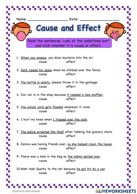 Cause And Effect Interactive Exercise For 3 Cause And Effect Worksheets Cause And Effect