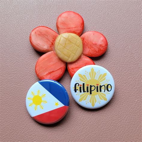 Philippines Flag Pinback Button Filipino Magnet Philippine Flag