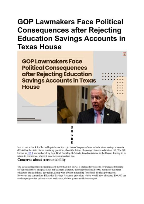 Ppt Gop Lawmakers Face Political Consequences After Rejecting Education Savings Acco