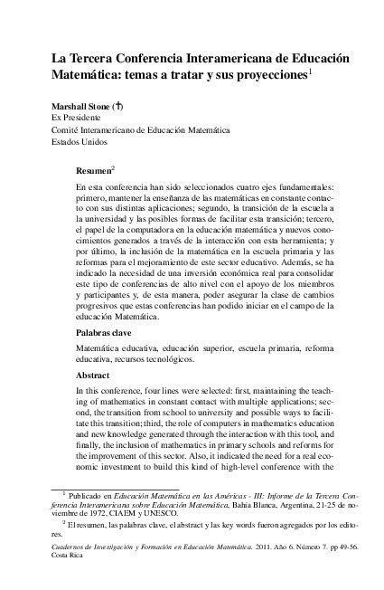 La tercera conferencia interamericana de educación matemática temas a