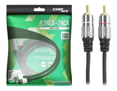 Cabo Audio 2 Rca 10m Profissional Plug Metal Fitz 10 Metros Frete grátis