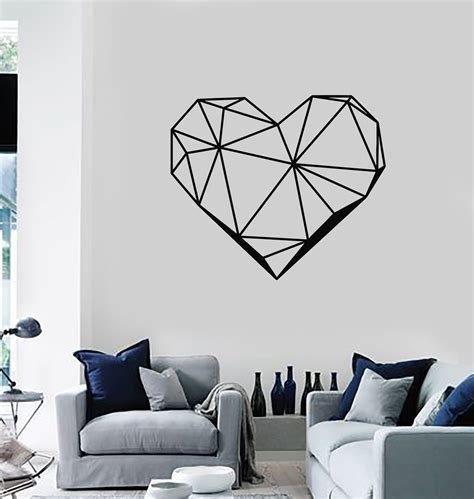 Polygonal Heart Vinyl Wall Decal Romantic Decor Geometric Art Stickers Mural Ig5336 Geometric