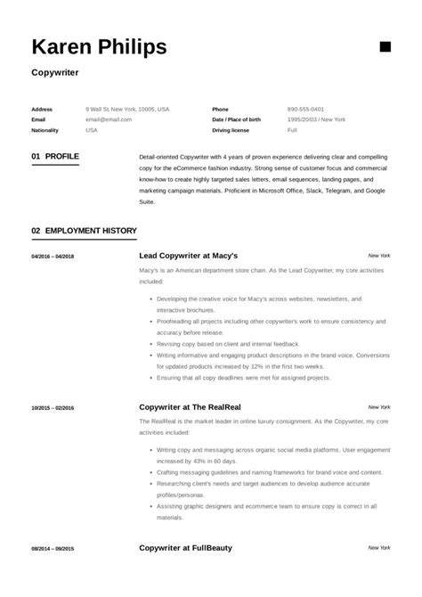 Copywriter Resume And Writing Guide 18 Templates 2023 Pdf