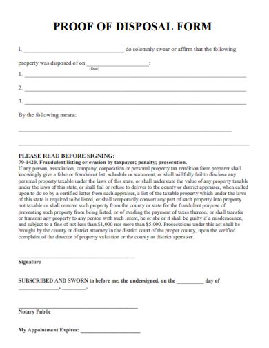 Free Disposal Form Samples In Pdf Ms Word