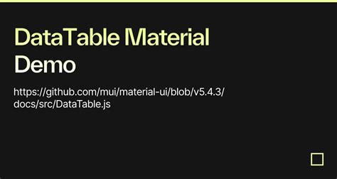 Datatable Material Demo Codesandbox