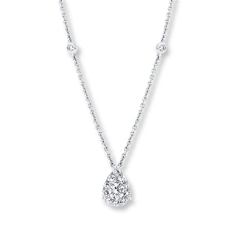 Diamond Teardrop Necklace 58 Ct Tw Round Cut 14k White Gold Jared