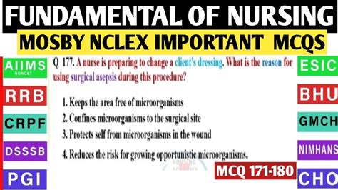 Mosby Nclex Important Mcq Fundamental Of Nursing Mcq Aiims