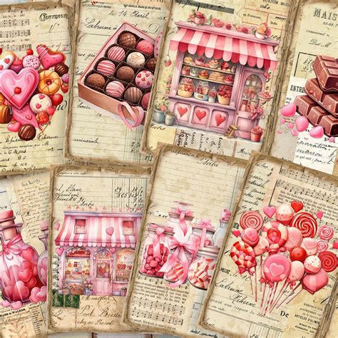 Valentines Day Sweets Junk Journal Kit Journal Pages Valentines Day