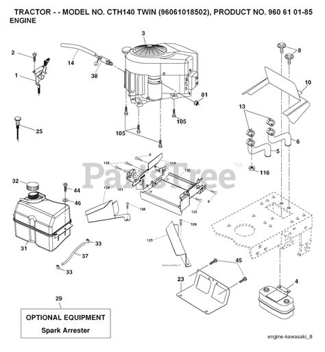 Husqvarna Cth 140 960610185 02 Husqvarna Lawn Tractor 2007 05 Engine Parts Lookup With