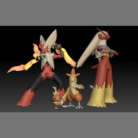 Fichier STL Pokemon Torchic Combusken Blaziken Méga Evolution・Plan ...