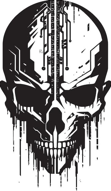 Datos Daemon Cyberpunk Logo Vector Fantasma En La Rejilla Emblema De La