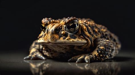 Sapo común bufo bufo sobre fondo negro Foto Premium