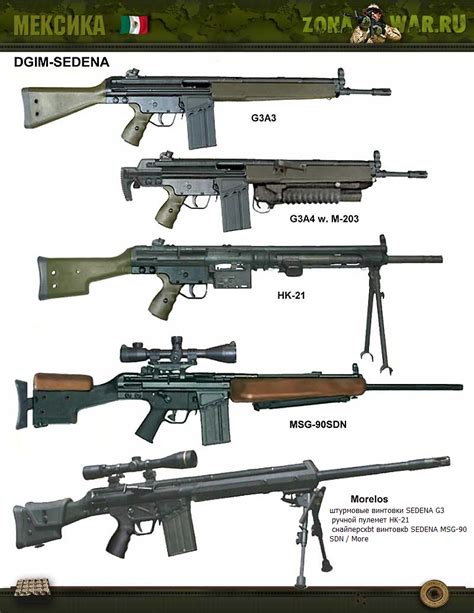 Colored Profiles Of Small Arms