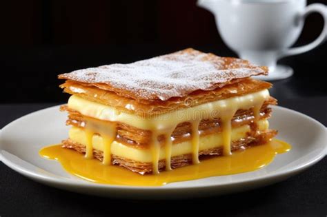 Traditional French Mille Feuille With Custard Stock Illustration