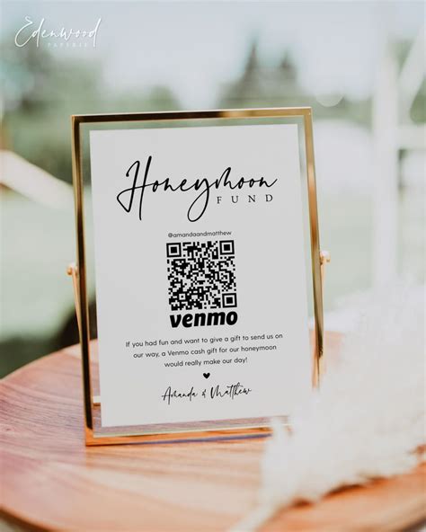 Honeymoon Fund Sign Qr Code Wedding Honeymoon Fund Sign Printable