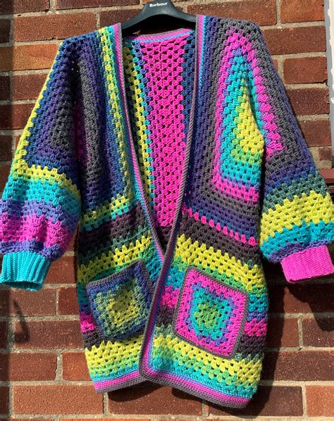 Granny Hexagon Cardigan Crochet Pattern Easy Beginner Etsy Uk