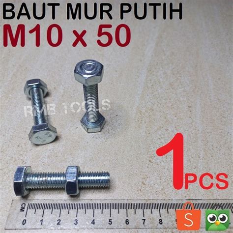 Jual Baut Mur Putih Hex M X Cm Besi Galvanis Bmp Hexagon Kunci