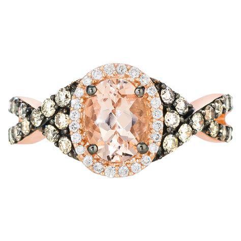 Levian 14k Rose Gold Oval Morganite And Chocolate Diamond Halo