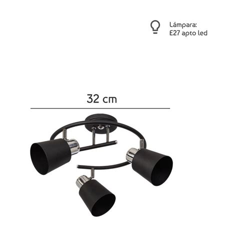 Luz Desing Plafon Luces Espiral Yencko Conico Negro Cromo Apto Led