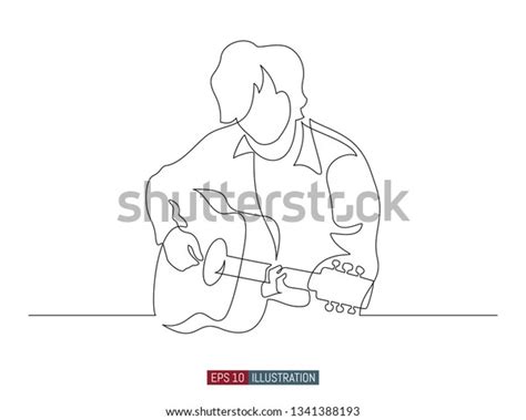 Continuous Line Drawing Man Playing Guitar Stock Vector Royalty Free 1341388193 Shutterstock