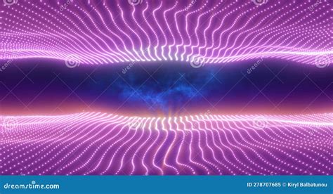 Abstract Purple Energy Waves From Particles Above And Below The Screen