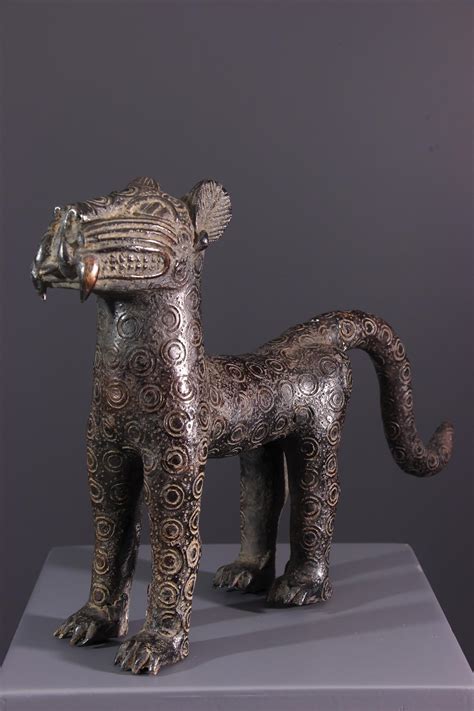 Leopard Benin 14858 Bronze Leopard Messager Guerrier Statue