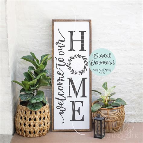 Welcome to Our Home Svg Wreath Version Porch Sign Svg - Etsy