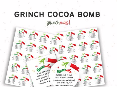 Printable Grinch Hot Cocoa Bomb Tag Grinch Hot Chocolate Bomb
