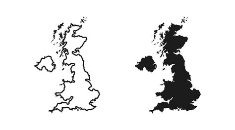 Premium Vector Great Britain Map Silhouette Linear And Black