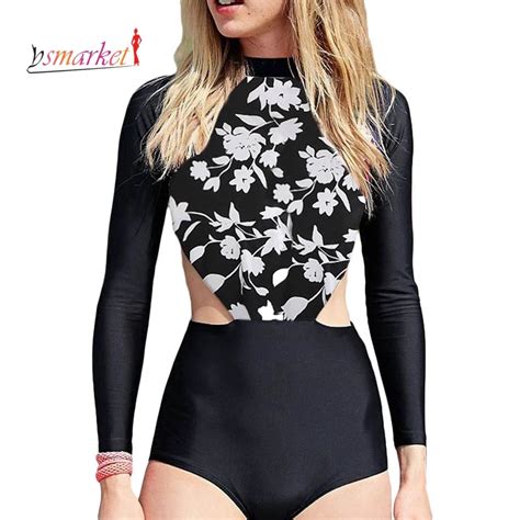 Floral Rash Guard Long Sleeve Surf Swimwear Women Swim Shirt 1 One