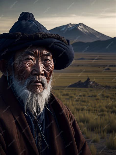 Premium AI Image | Portrait of an elderly person of Mongolian origin