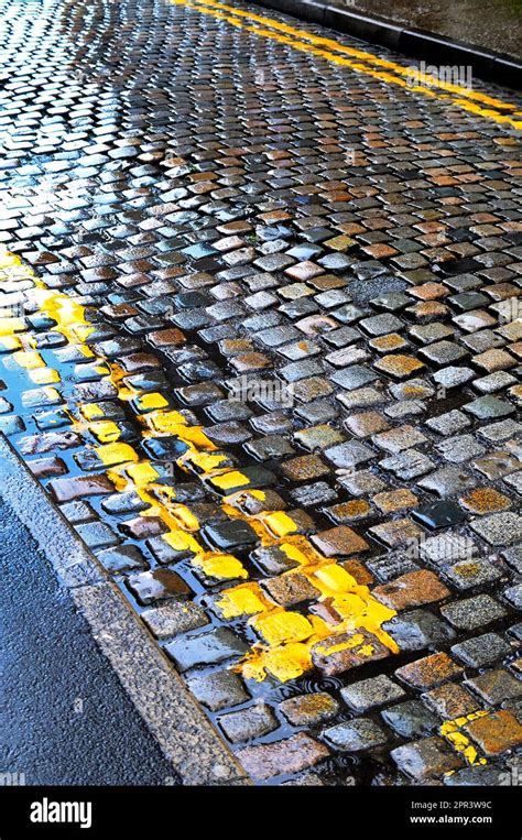 Wet Cobble Stone Streets Stock Photo Alamy