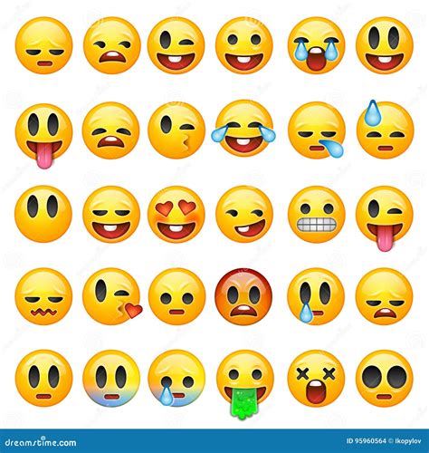 Sistema De Emoticons Emoji Aislados En El Fondo Blanco Ilustraci N Del