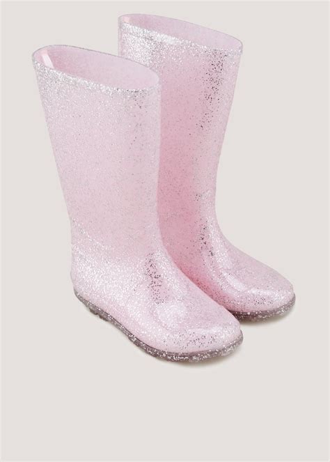 Girls Pink Glitter Pvc Wellies Younger 10 Older 5 Matalan