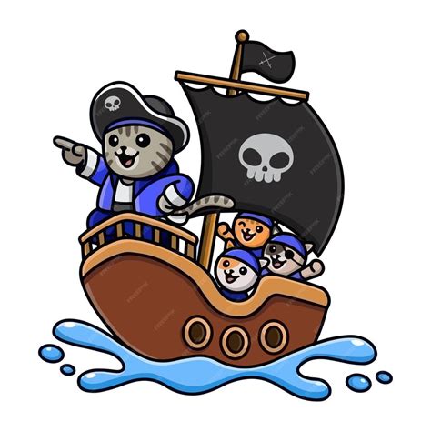 premium vector cat   ship vector art illustration