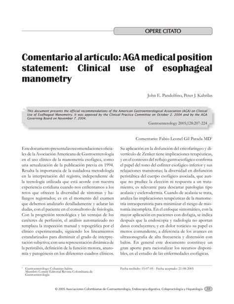 Pdf Comentario Al Art Culo Aga Medical Position Statement Clinical