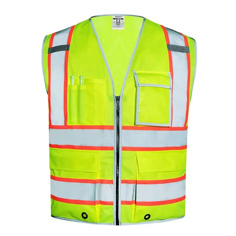 SKSAFETY 10 Pockets Safety Vest Class 2 High Visibility Security With