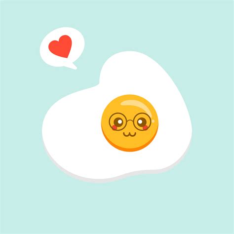 Cute fried egg cartoon character isolated on background vector ...