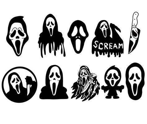 10 Colored Layered Scream Ghostface Halloween Horror Movie Svg File Bundle For Cricut Digital