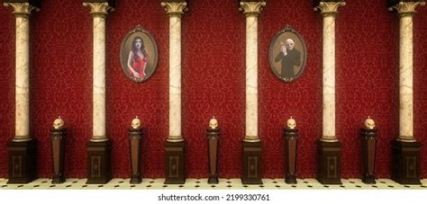 Creepy Vampire Castle Interior Wall Red Stock Illustration 2199330761 ...