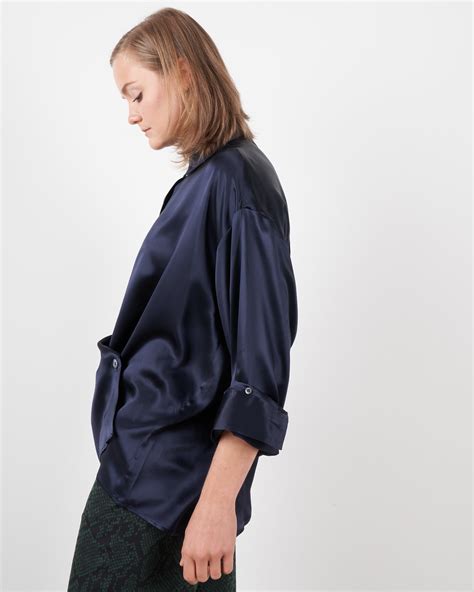 Twp Satin Sheets Shirt Navy