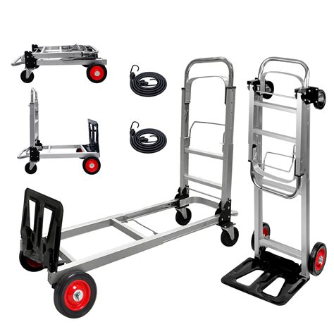 Oyoest Aluminium Hand Truck Dolly Heavy Duty 440lbs Capacity 2 in 1 Convertible Folding Hand ...