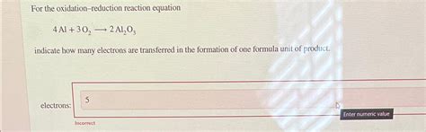 Solved For The Oxidation Reduction Reaction Chegg