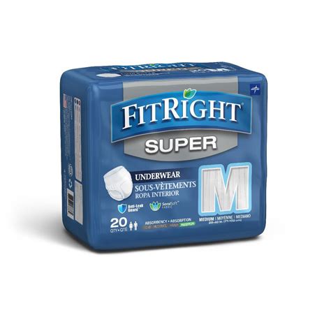 Medline FitRight Super Disposable Underwear M 20Ct